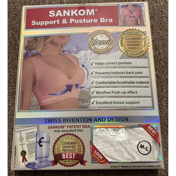 Sankom Compression Shapewear Posture Correcting Classic Bra, White M/L, NWT - Picture 1 of 9